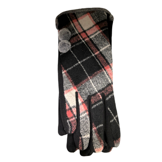 Plaid Texting Gloves Coral