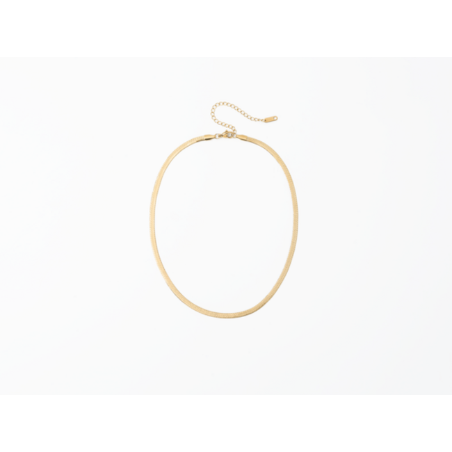 Gold Herringbone Chain Necklace