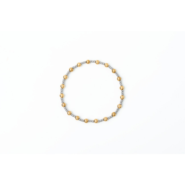 4 & 2mm Mixed Metal Stretch Bracelet
