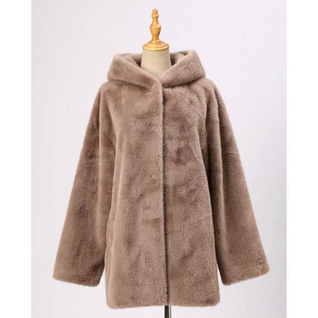 Faux Fur Coat w/ Hood
