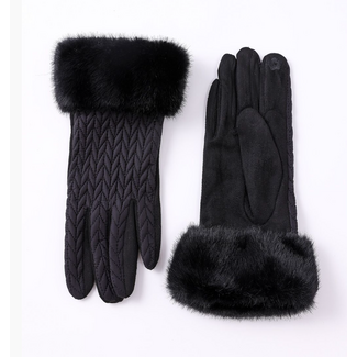 Faux Fur Cuffed Texting Gloves