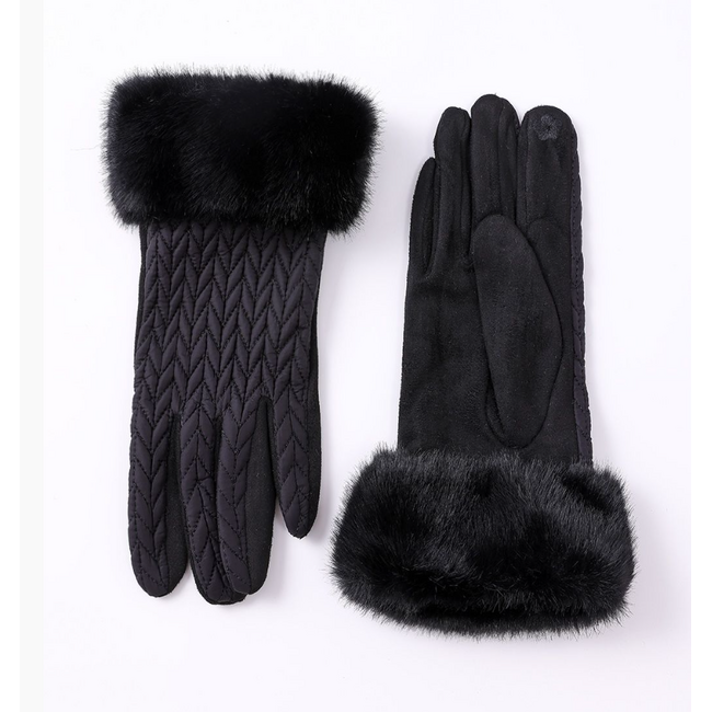 Faux Fur Cuffed Texting Gloves