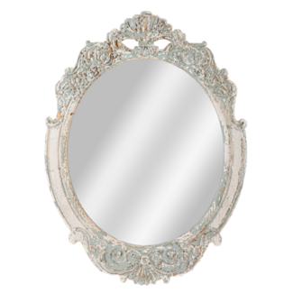 Oval Wall Mirror w/ Carved Scroll Detail