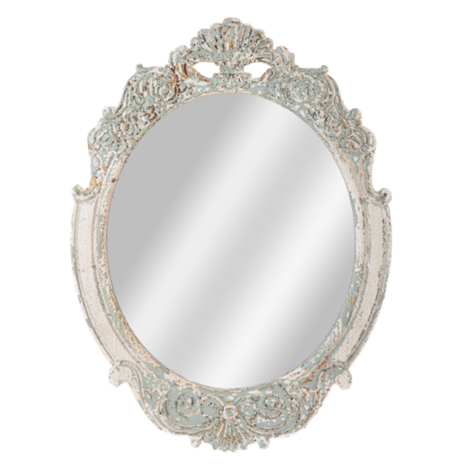 Oval Wall Mirror w/ Carved Scroll Detail