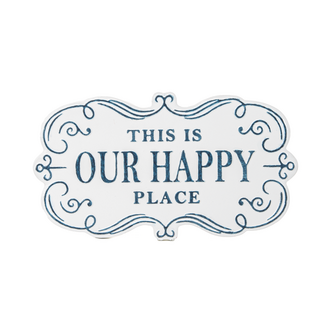 Embossed Blue Happy Place Sign