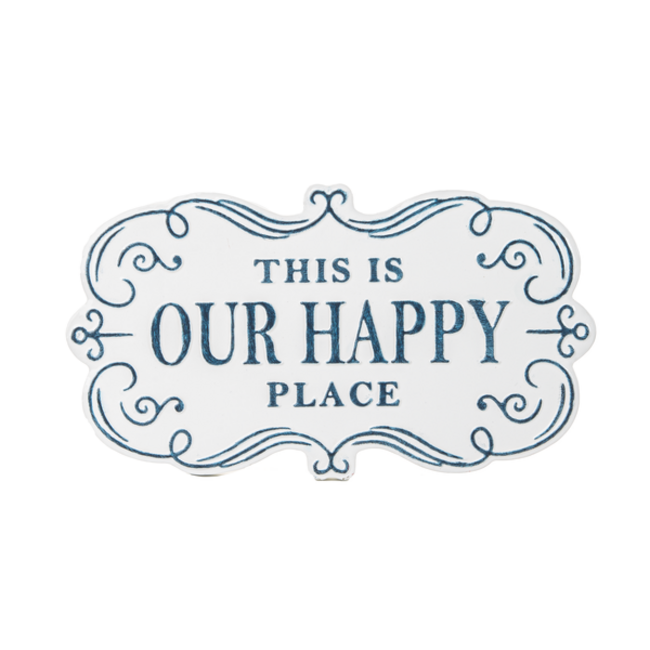 Embossed Blue Happy Place Sign