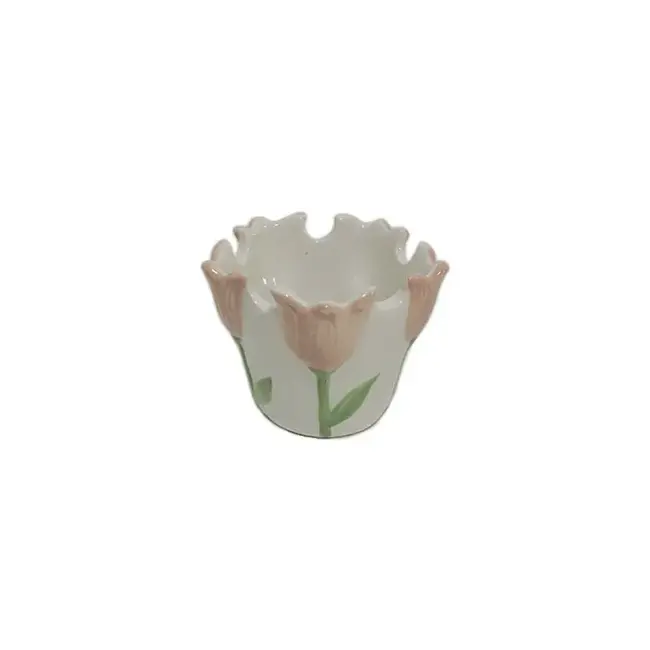 Pink Tulips Ceramic Planter
