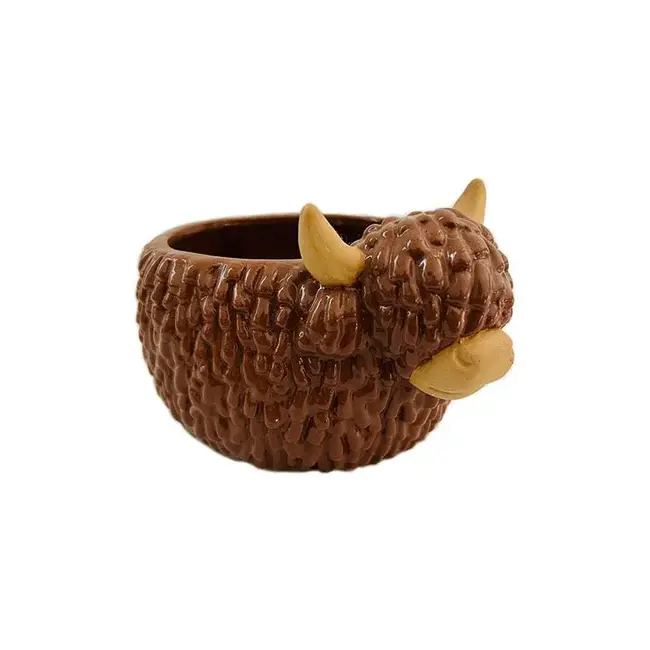 4" Brown Highland Cow Planter