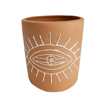 5" Terracotta w/ Eye Design Pot