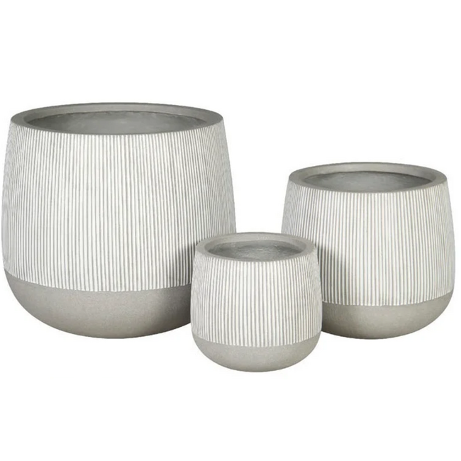 White Glazed Striped Ficonstone Pot