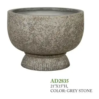 20" Grey Stone Short Pedestal Pot