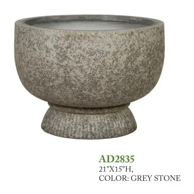 20" Grey Stone Short Pedestal Pot