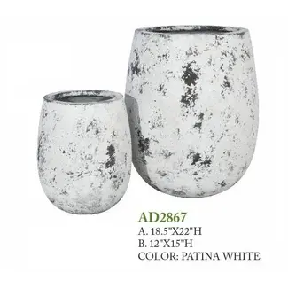 Patina White Tall Ficonstone Pot