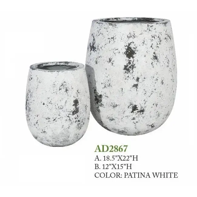 Patina White Tall Ficonstone Pot