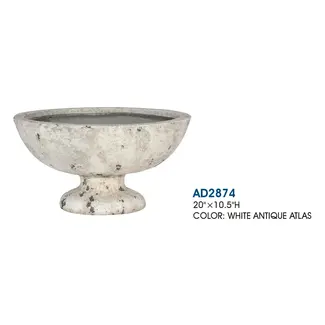 20" White Antique Atlas Pedestal Pot