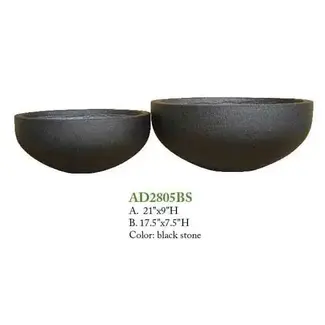 Round Black Stone Ficonstone Pot
