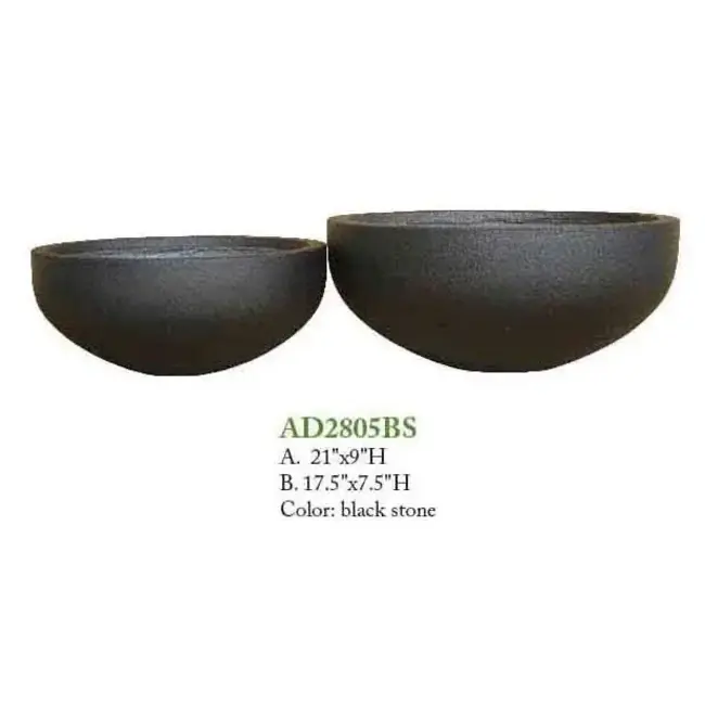 Round Black Stone Ficonstone Pot
