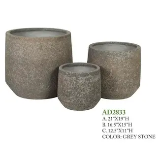 Round Grey Stone Ficonstone Pot