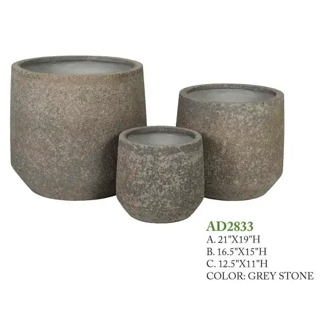Round Grey Stone Ficonstone Pot