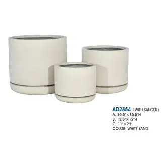 White Sand Ficonstone Pot w/ Saucer