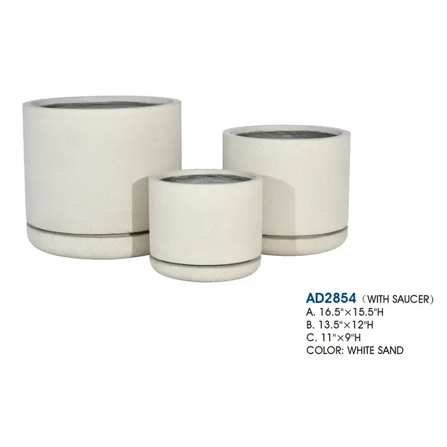 White Sand Ficonstone Pot w/ Saucer