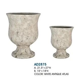 White Antique Atlas Pedestal Pot