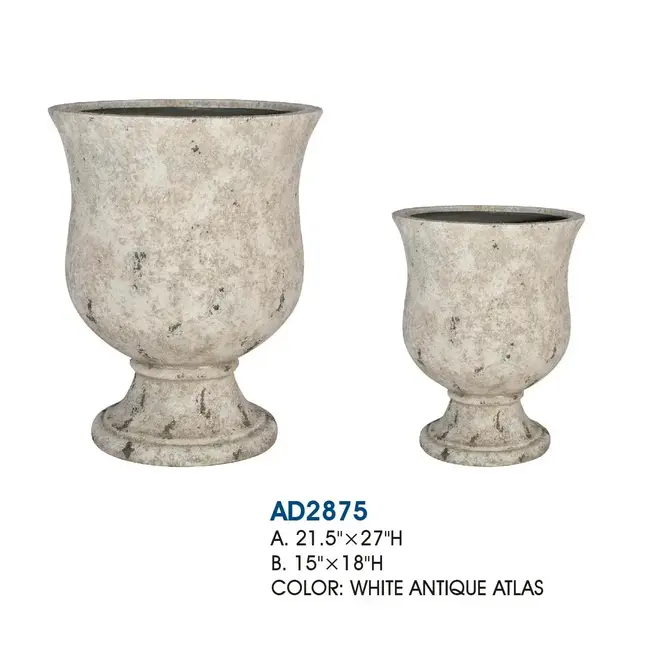 White Antique Atlas Pedestal Pot