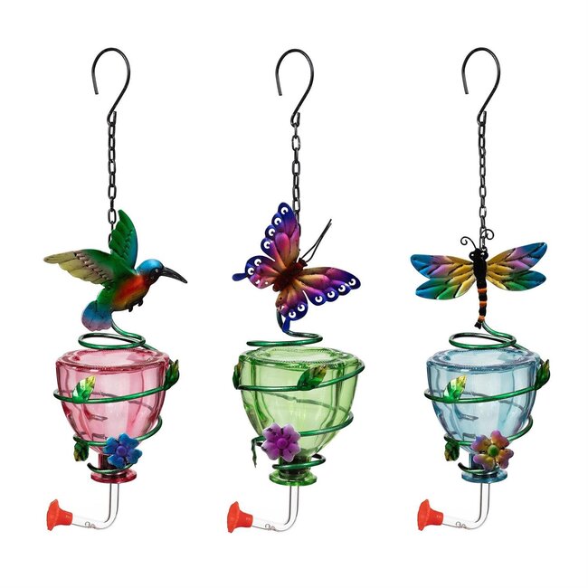 Glass Colourful Hummingbird Feeder