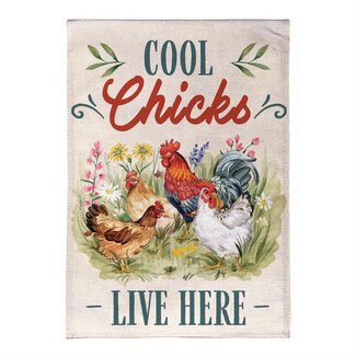 Cool Chicks Burlap Garden Flag