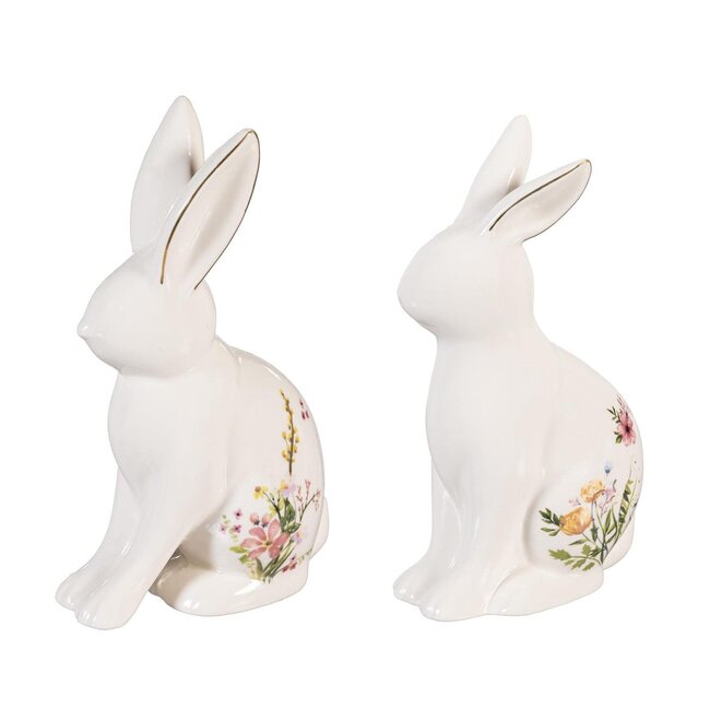 Ceramic Floral Bunny Asst
