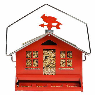 14" Metal Red Bard Bird Feeder