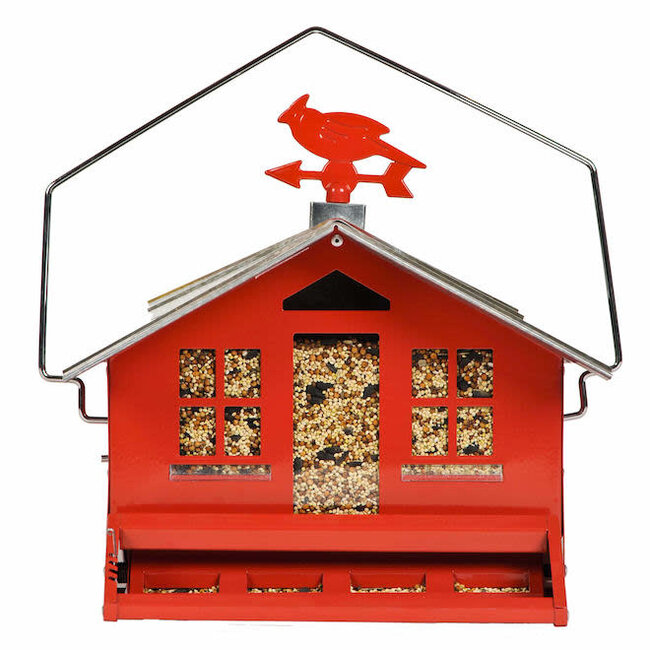 14" Metal Red Bard Bird Feeder