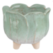 5" Green Leaf Glazed Planter