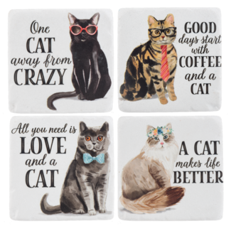 Resin Cat Coasters 4pc