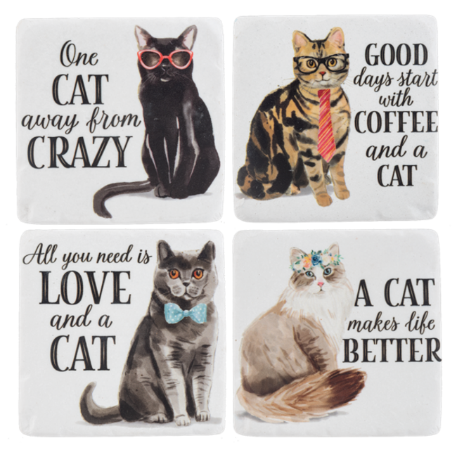 Resin Cat Coasters 4pc