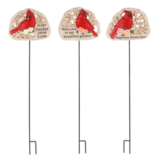 Cheerful Cardinal Garden Stake
