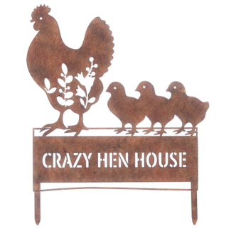 Crazy Hen House Garden Stake