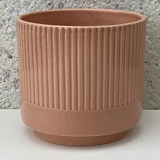 4" Shiny Ribbed Dolomite Pot