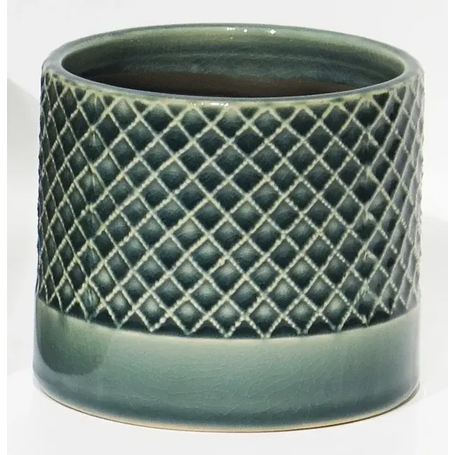 Criss Cross Pattern Ceramic Pot