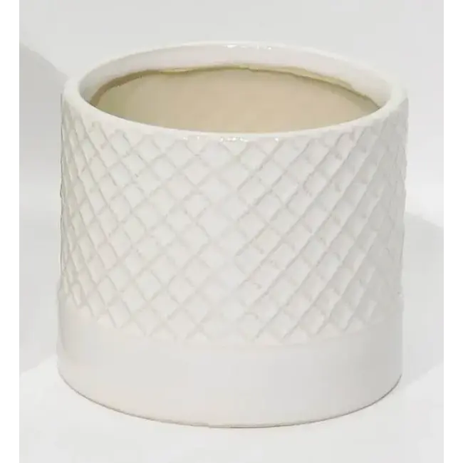 Criss Cross Pattern Ceramic Pot