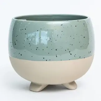 6" Footed Speckled Sage Pot