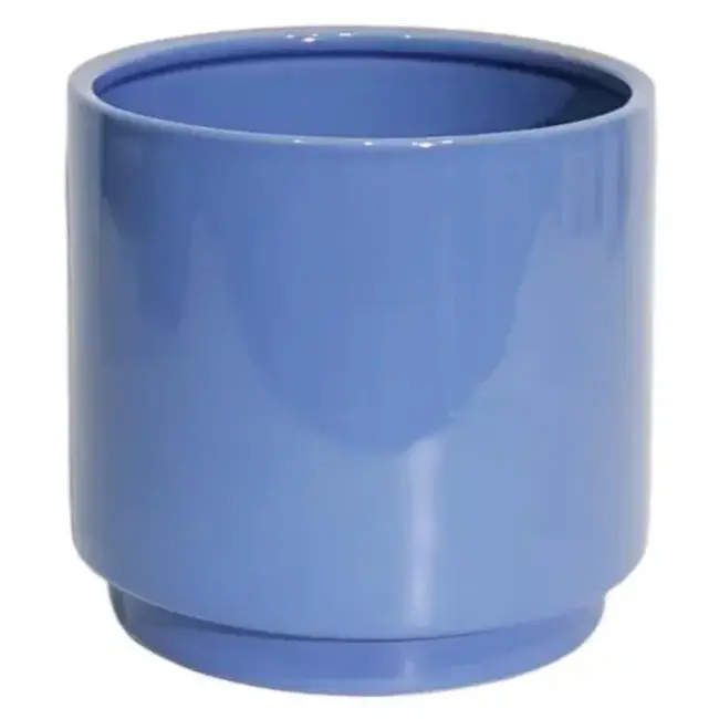 7" Shiny Blue Ceramic Pot