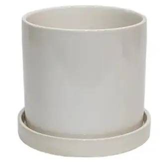 6" White Ceramic Pot w/ Saucer