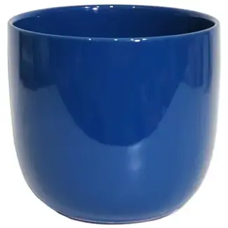 8" Shiny Blue Ceramic Pot