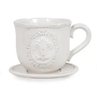 6" White Tea Cup Planter