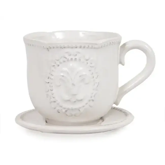 6" White Tea Cup Planter