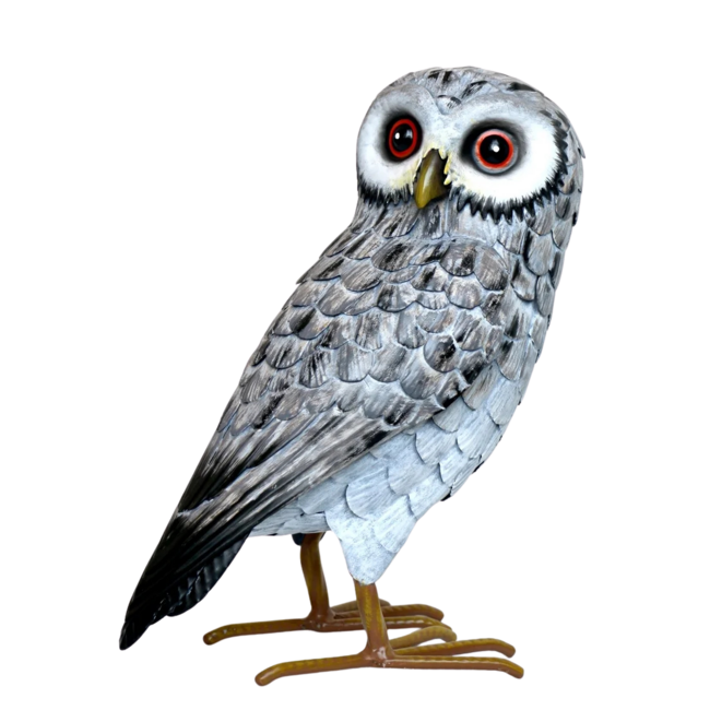 11" Black & White Metal Owl