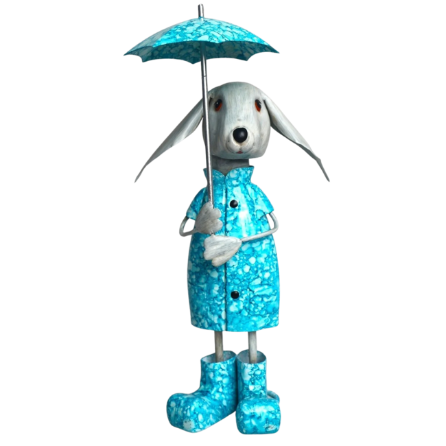 16" Metal Bunny in Raingear