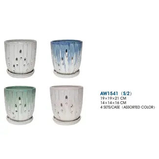 Ceramic Orchid Pot w/ Saucer