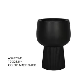 17" Matte Black Pedestal Pot